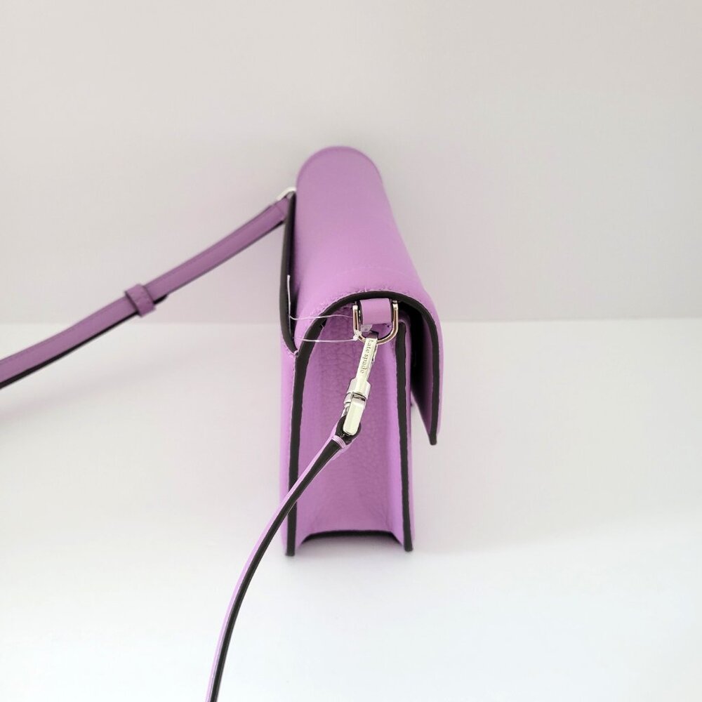Kate Spade KM611 Knot Pebbled Leather Mini Flap Crossbody Handbag Wisteria - Picture 5 of 8